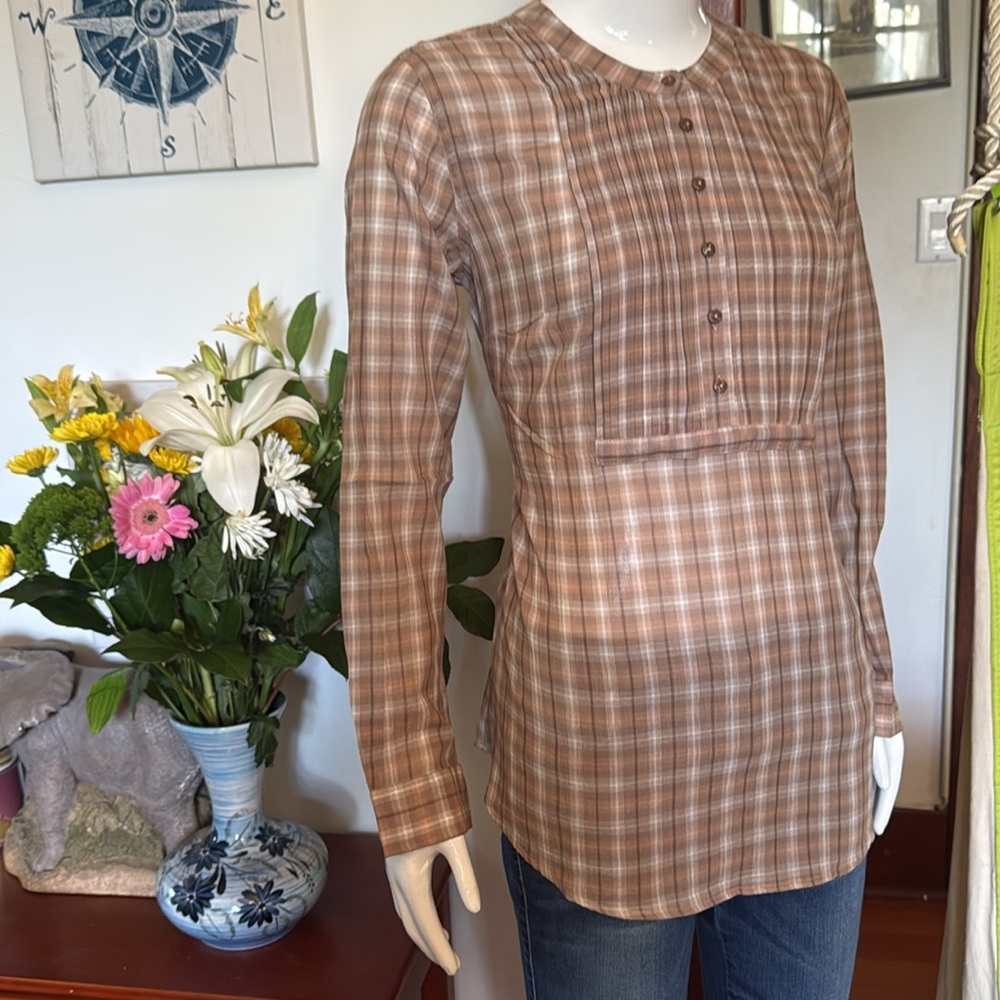 NWT northern reflections size small Plaid Long Sleeve Top - Brown - Picture 4 of 5